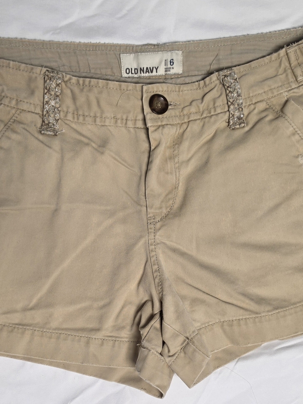 Old Navy Khaki/Tan Braided Belt Loop Chino Shorts